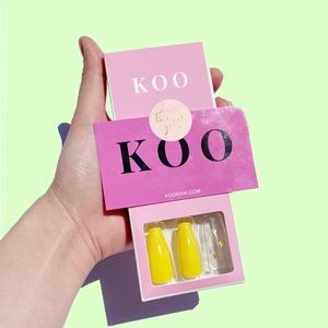 KooPink Yellow Butterfly Long Press On Nails 24pcs